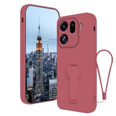 Imagem de Anlalish Capa compatível com Oppo Find X9 Pro com suporte, capa de telefone de silicone para Oppo Find X9 Pro com cordão de pulso (vermelho camélia)