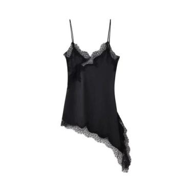 Imagem de Vestido Curto Sem Mangas E Costas Descobertas Em Cetim Com Renda, Vest