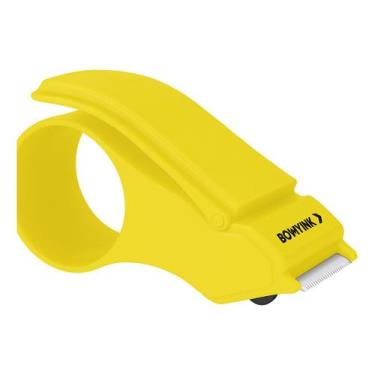 Imagem de 3 Suporte Aplicador Fita Adesiva Durex Grande Larga Cortador Amarelo -