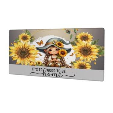 Imagem de Tapete de mouse grande e fofo cinza gnomo à prova d'água para computador estendido tapete protetor de mesa antiderrapante base de borracha para escritório, computador, teclado, laptop e mesa de casa