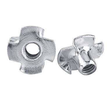 Imagem de Porca T de quatro pontas em aço carbono banhado a zinco para móveis de marcenaria M3 M4 M5 M6 M8 (M6 (50 pçs/pacote))