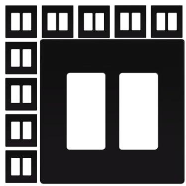 Imagem de TG Placas de parede decorativas sem parafusos, capas de tomada seguras para crianças, tamanho médio 2 gangas 12,4 cm A x 12,5 cm C, termoplástico de policarbonato inquebrável, listado na UL, brilhante