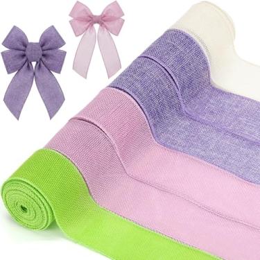 Imagem de Yuefunny 6 rolos de fita com fio rústica de serapilheira colorida com fio total de 30 jardas para guirlanda de Natal, Halloween, outono, laço, artesanato, embrulho, festa, decoração boho (cor