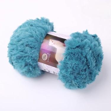 Imagem de 50 g de lã de vison de pele sintética, fio macio para tricô, cachecol, suéter, 1 rolo (índigo)