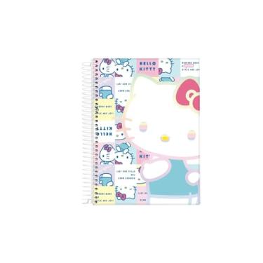 Imagem de Caderno Universitário 10 Matérias Hel-o Kit-y, Espiral, Capa Dura, Personagens AMIGOS, Rosa (MODELO 08)