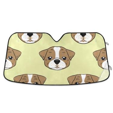 Imagem de Toldo bonito buldogue filhote impressão animal de estimação personalizado para-sol carro para-brisa engraçado retrátil dobrável caminhão carro persianas para protetor de janelas dianteiras L, 144.8 cm
