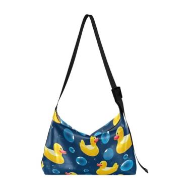 Imagem de GAIGEO Bolsa de couro vegano outono para designers, bolsa de ombro feminina, bolsa de ombro de couro, Patos de borracha amarelos com bolhas - 3, One Size
