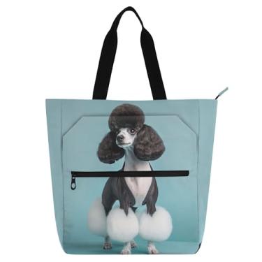 Imagem de GAIGEO Sacola Chic Poodle para mulheres e crianças com zíper reutilizável livro escola trabalho impressão floral