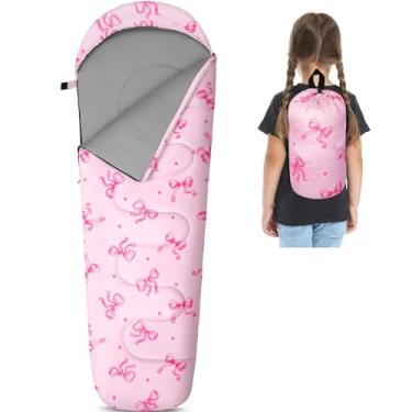 Imagem de FIOBEE Saco de dormir infantil para meninas, meninos, 3 estações, clima quente e frio, sacos de dormir para acampamento de 5 a 16 ºC, com bolsa de mochila para viagem, caminhada, uso interno, ao ar