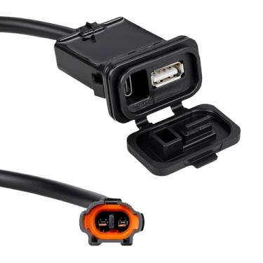 Imagem de Carregamento rápido para motocicleta, porta carregador USB atualizado QC 3.0 porta dupla (USB-C + USB-A), kit de carregamento rápido, acessório à prova d'água para CFMOTO 450ss CF Moto 800nk 675ss