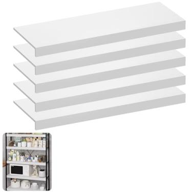 Imagem de VOYALUYA Capa de prateleira de arame de 91 x 30 cm, capa de prateleira de madeira para organização de prateleiras de armário de despensa (branca, pacote com 5)