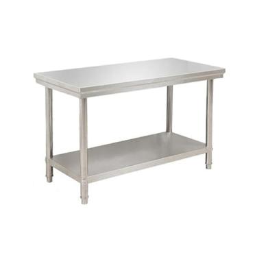 Imagem de Mesa de aço inoxidável para preparação e trabalho, mesa de trabalho comercial de preparação de alimentos pesados com prateleira, preparação de comida de ilha de cozinha, mesa de utilidade de metal