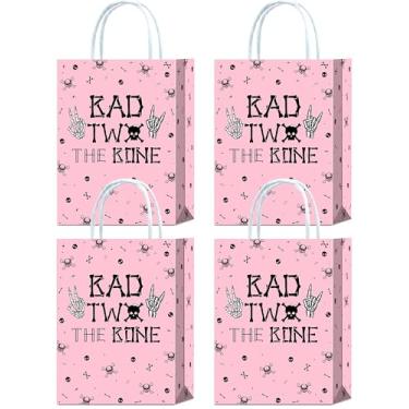 Imagem de 16 peças Bad Two The Bone 2 sacos de lembrancinhas de festa de aniversário, caveira, presente de segundo aniversário, petiscos, doces, lembrancinhas, bolsas com alças para meninas