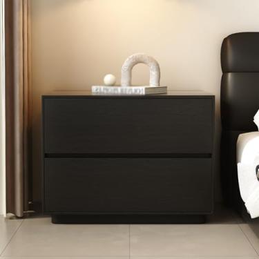 Imagem de Modern Simple Wood Nightstand, Large-capacity Double-drawer Storage, Floor-standing Cabinet Legs, Silent Drawer Slides, and Frameless Door Handles, Suitable for Bedrooms(A,45*40*50cm/18*16*20in)
