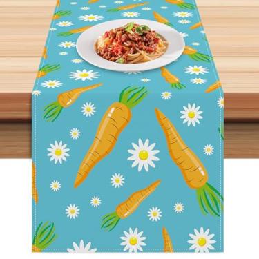 Imagem de Corredor de Mesa para Sala de Jantar,Estampado com Cenouras da Páscoa Decoração Retangular para o Lar,Toalha de Mesa com Estampa de Cenoura da Páscoa - Para Casas e Residências e Cafés e Feriados e Qu