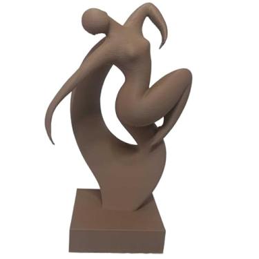 Imagem de Escultura Dança Decoração Elegância em Movimento - Abstrata Minimalista de Dança| Ideal para Sala de Estar, Escritório Moderno e Espaços de Yoga(Marrom Cappuccino)