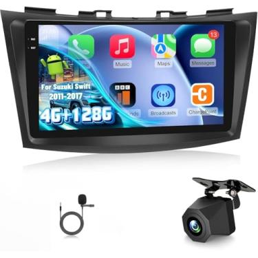 Imagem de Estéreo automotivo 4G + 128G Android 15 para Suzuki Swift 2011 2012 2013 2014 2015 com Carplay sem fio e Android Auto - Rádio de tela sensível ao toque HD de 9 polegadas com EQ/5G WiFi/GPS/SWC/Mirror