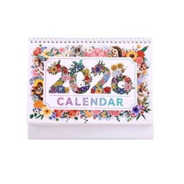 Imagem de Calendário de mesa 2026 com pinturas de animais de strass DIY, agenda mensal de janeiro a dezembro, conjunto de calendário de papel de 25 x 20 cm, designs de animais fofos para casa, escritório