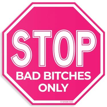 Imagem de Toothsome Studios Placa De Metal Stop Bad Bitches Only 12" X Tema Dia Dos Namorados V Amantes Mensagem Amor Fofa Galentine Decoração Parede Para Casa (Stopbadbitchesonly)