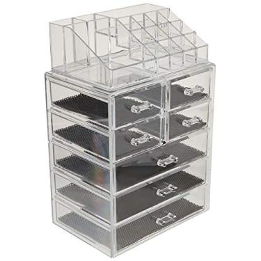 Imagem de Sorbus Organizador de maquiagem transparente para cosméticos – armazenamento de maquiagem e joias, estojo e exibição – design espaçoso – ótimo suporte para cômoda, banheiro, penteadeira e bancada (4