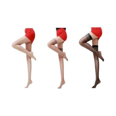 Imagem de Meia-calça De Seda Brilhante Modeladora Antiderrapante Acima Do Joelho