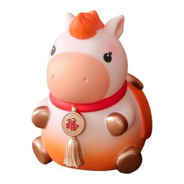 Imagem de Fenteer Estátua de Cavalo Decorativa, Cofrinho em Forma de Porquinho, Ornamento de Mesa para Armário de Entrada, Prateleira, Sala de Estar, Decoração de Casa, Laranja Pequeno