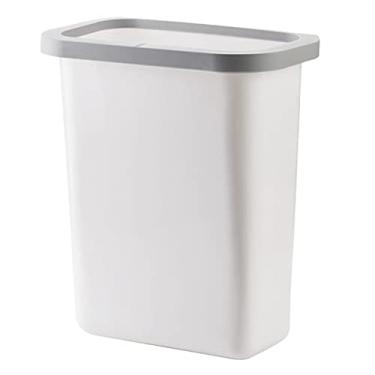 Imagem de Caixote do lixo de parede Cesto de lixo Cesto de lixo Cesto de lixo Cesto de lixo de plástico para banheiro cozinha quarto - Latas de lixo cinza para cozinha escritório/branco/19,5 * 29 cm