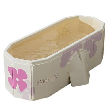 Imagem de Banheira dobrável para adultos de 1,5 m Banheira dobrável dobrável portátil para banheiro Banheira de spa dobrável para box de chuveiro, ideal para pequenos espaços, banheira dobrável (branca, GG: 128