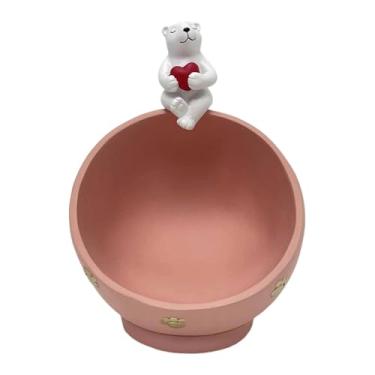 Imagem de Fenteer Caixa organizadora em formato de estátua de urso, ideal para decoração de casa, escritório ou como item colecionável. Perfeita para guardar, Rosa