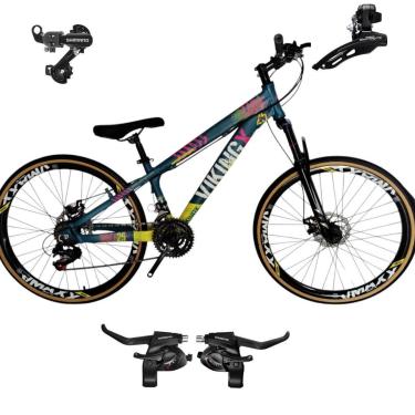 Imagem de Bicicleta 26 VikingX T25 21v Freeride Cambios e Trocadores SHIMANOS Pneu Slick Fino Fx Amarela1.50-Unissex