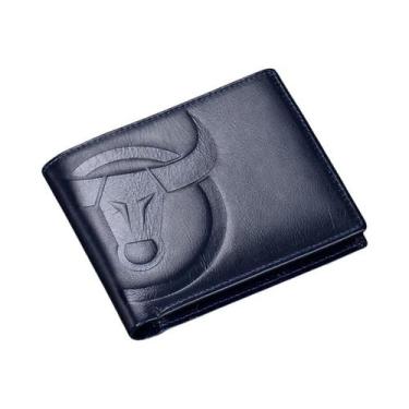 Imagem de Carteira Masculina RFID BULLCAPTAIN Em Couro Legítimo Com Grande Logo,