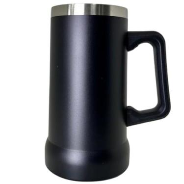 Imagem de Caneca Térmica Em Aço Inox 710ml C/Alça Para Bebidas Geladas Drinks caneca termica garrafinha termica(Preto)