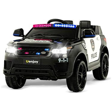 Imagem de Carro, Carrinho Elétrico Bombeiro, à bateria 12V, com controle remoto, sirene, Led, USB Vel 5 km por hora, 3 a 6 anos, UENJOY, Laranja