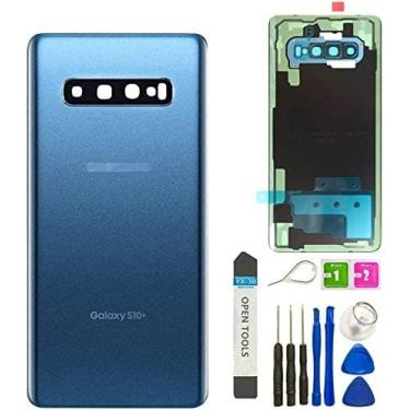Imagem de ZMVDJZ Capa traseira de vidro de substituição para Galaxy S10+ Plus, caixa de porta de bateria à prova d'água com peças de lente de câmera para Samsung Galaxy S10+ Plus SM-G975U G975W + ferramentas de