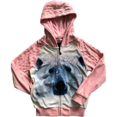 Imagem de Blusa Plush Infantil Menina Kids Camurça Olyns Aberta, 4, Rosa