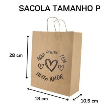 Imagem de Sacola Kraft Personalizada Coração P 50 Unidades - MLBPEL
