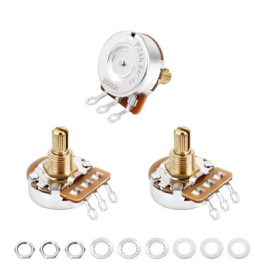 Imagem de Banworks Latão A500K+B500K Imperial 3/20.3 cm Rosca Tamanho Completo 24-Spline Split Short Shaft (15,5 mm) 2A1B Áudio e Linear Taper Potenciômetros para Gibson Les Paul LP/SG Fender Strat/Tele PRS JT