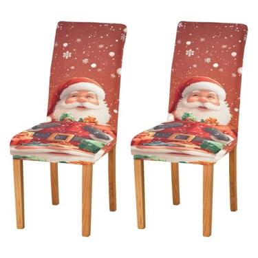 Imagem de SEHANY Conjunto de 2 capas de cadeira de gnomo de Papai Noel para sala de jantar, elástico, removível e lavável, para cozinha, hotel, festa, decoração de Natal