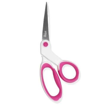 Imagem de Tesoura para Patchwork 8 1/4 Pol. 21cm - Cor Branco e Rosa - Artepunto