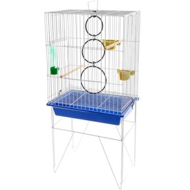 Imagem de Gaiola Viveiro Calopsita Agapornis Completa Com Acessórios(AZUL COM SUPORTE)