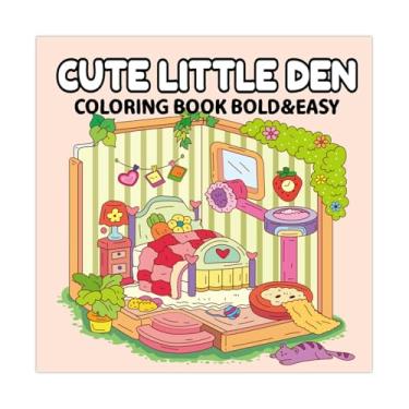 Imagem de Livro para colorir fofo e pequeno Den,Livro para colorir fofo,Desenhos para colorir Livro de colorir fácil para adultos | Livro de colorir fácil de 40 folhas, livros de arte para crianças e livro de c