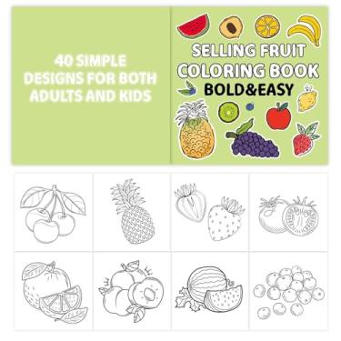 Imagem de Livro para colorir fácil de frutas,Livro para colorir de frutas | Livro para colorir educativo de frutas,Livro de desenho divertido e fácil com 40 páginas, livros para colorir de desenhos animados par