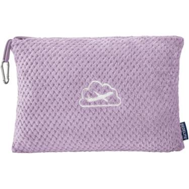 Imagem de BEDELITE Cobertor de viagem com bolsa, cobertor de lã jacquard ultramacio com manga de bagagem e clipe de mochila, cobertor de avião essencial de viagem, lavanda