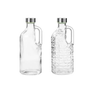 Imagem de Fox Run Conjunto de garrafa e tampa de vidro, conjunto de 2 jarras de vidro com tampas de aço inoxidável, capacidade de 1,15 litro cada