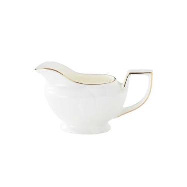 Imagem de Molho de molho de 297 g com bico labial grande sem gotejamento e decoração de borda dourada Saucier de porcelana fina branca para molho, molhos aquecidos, molhos para salada, jarra de leite com leite