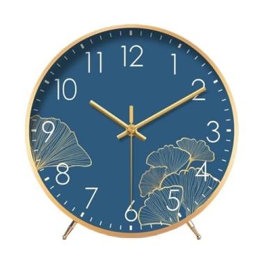 Imagem de Decoração de casa moda relógio de mesa silencioso sem tique-taque relógios de mesa relógio de mesa relógio de mesa HD lente de vidro fácil de ler decoração de mesa bancada (azul)