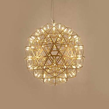 Imagem de Luminária pendente LED Spark Ball, estilo retrô, redonda, em aço inoxidável, 6500K, lustre com efeito fogos de artifício ajustável para cozinha, sala de jantar, sala de estar, quarto, bar ou