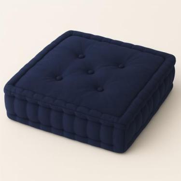 Imagem de Almofada Futon para Banco e Paletes 50x50x12cm Tecido Oxford Alta Densidade Conforto Premium(Azul Marinho)