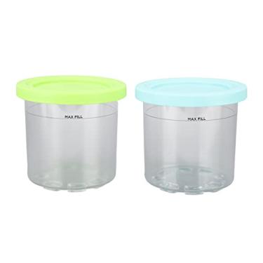 Imagem de Copo de sorvete para nc299amz nc300s série bpa livre reutilizável 600ml recipientes de armazenamento seguro para máquina de lavar louça material abs pc 2 pacotes (Azul e Verde)