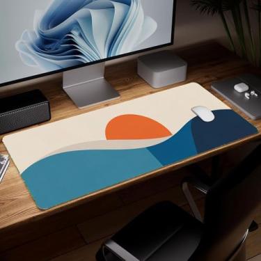 Imagem de Tapete de mesa minimalista de couro, mouse pad de arte colorida grande teclado de computador para jogos, protetor e capa à prova d'água, tapete de mouse decorativo de couro PU para laptop, decoração